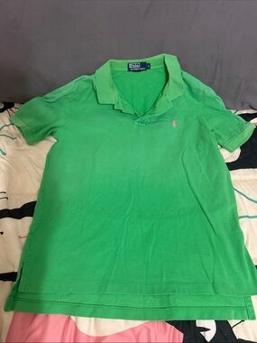Ralph Lauren Green Short Sleeve Polo with Pink Pony
